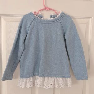 Broderie Trim Sweatshirt in Frost Blue